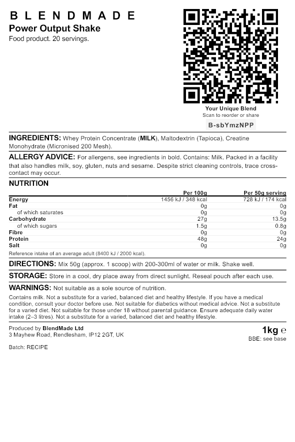 Nutritional label