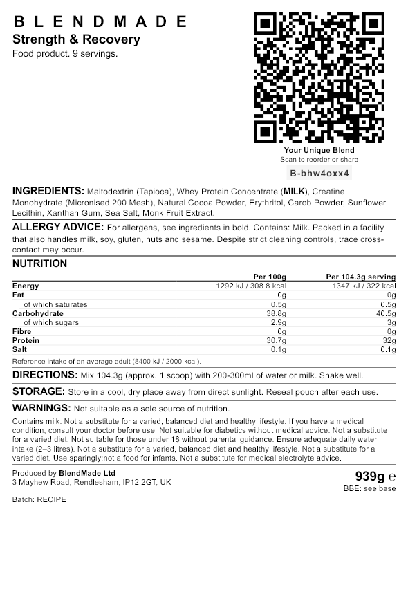 Nutritional label