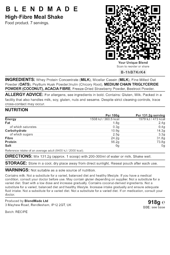 Nutritional label
