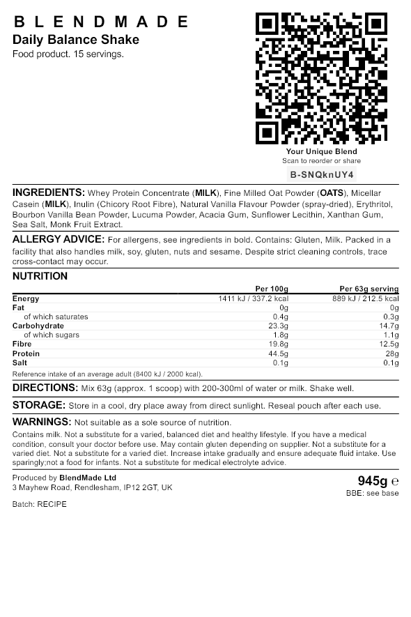 Nutritional label