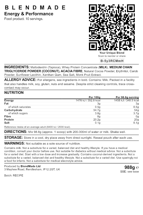 Nutritional label